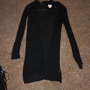 black sheer cardigan with hood